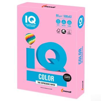 Бумага IQ color, А3, 80 г/м2, 500 л., неон розовая, NEOPI