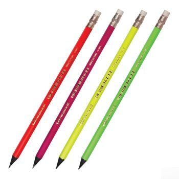 Карандаш чернографитный BIC, 1 шт., "Evolution Fluo", HB, с резинкой, пластиковый, корпус ассорти, з