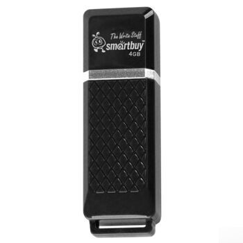 Флэш-диск 4 GB, SMARTBUY Quartz, USB 2.0, черный, SB4GBQZ-K