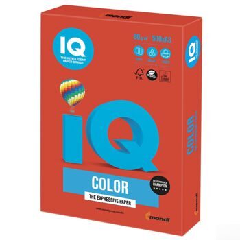 Бумага IQ color, А3, 80 г/м2, 500 л., интенсив кораллово-красная, CO44