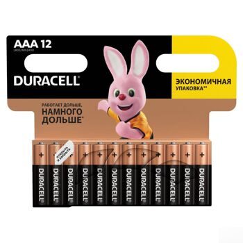 Батарейка DURACELL Basic, AAA (LR03, 24А), алкалиновая