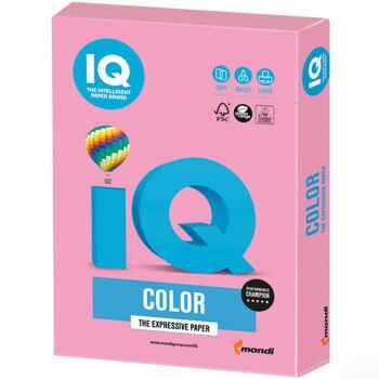 Бумага IQ color, А4, 160 г/м2, 250 л., пастель, розовая, PI25