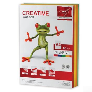 Бумага CREATIVE color (Креатив), А4, 80 г/м2, 250 л. (5 цв. х 50 л.), цветная интенсив, БИpr-250r