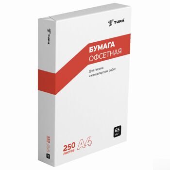 Бумага писчая Туринск, А4, 65 г/м2, 250 л., Россия, белизна 94%, 514121