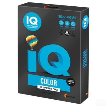 Бумага IQ color, А4, 160 г/м2, 250 л., интенсив, черная, В100, B100