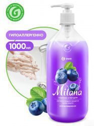 Жидкое мыло Milana Grass, черника в йогурте, с дозатором, 1 л.