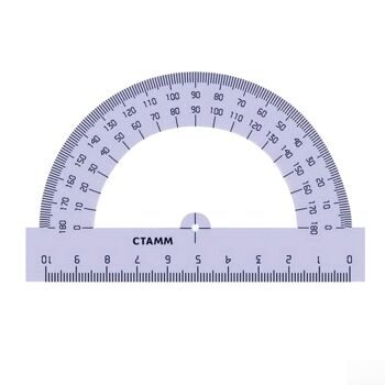 Транспортир 10 см, 180 градусов, пластиковый, СТАММ, тонированный, прозрачный, ТР13