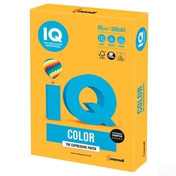 Бумага IQ color, А4, 80 г/м2, 500 л., неон, оранжевая, NEOOR