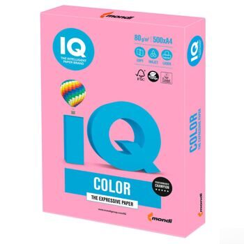 Бумага IQ color, А4, 80 г/м2, 500 л., пастель розовая, PI25